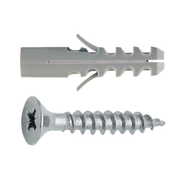 Taco nilón + tornillo aglomerado.